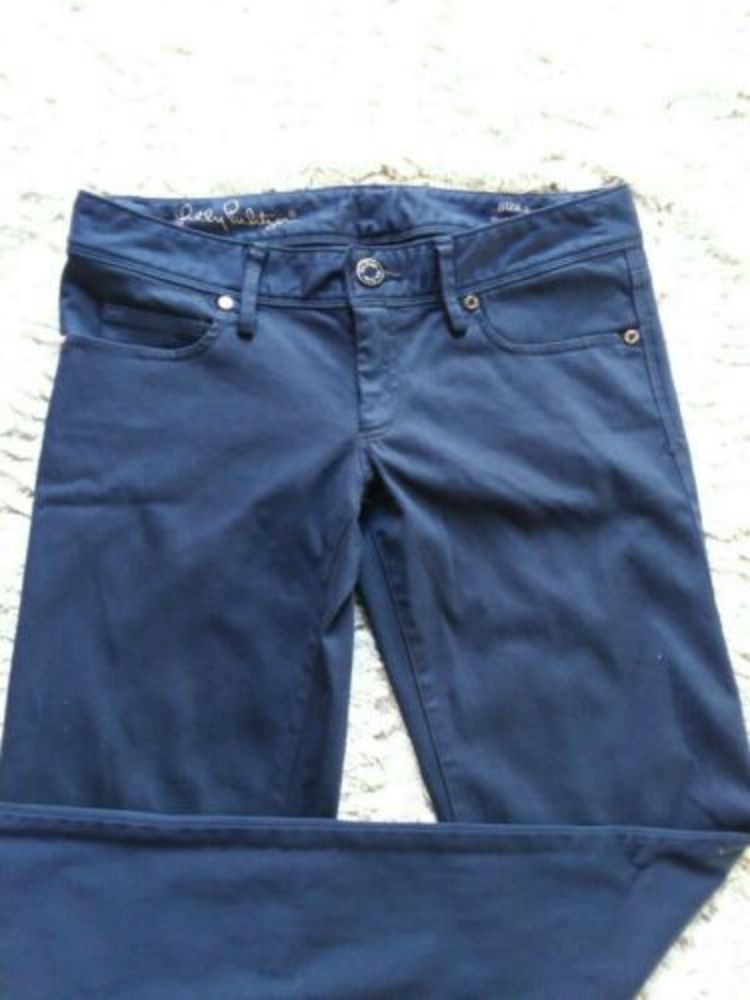 Lilly Pulitzer Worth Skinny Navy Blue Sateen Pants - Picture 8 of 8